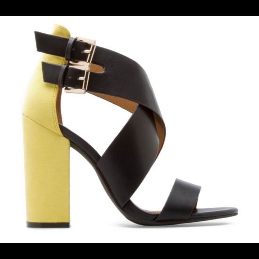 Shoe Dazzle Yellow & Black Heels - Janiah